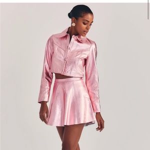 metallic pink mini skirt love shack fancy new with tags perfect condition